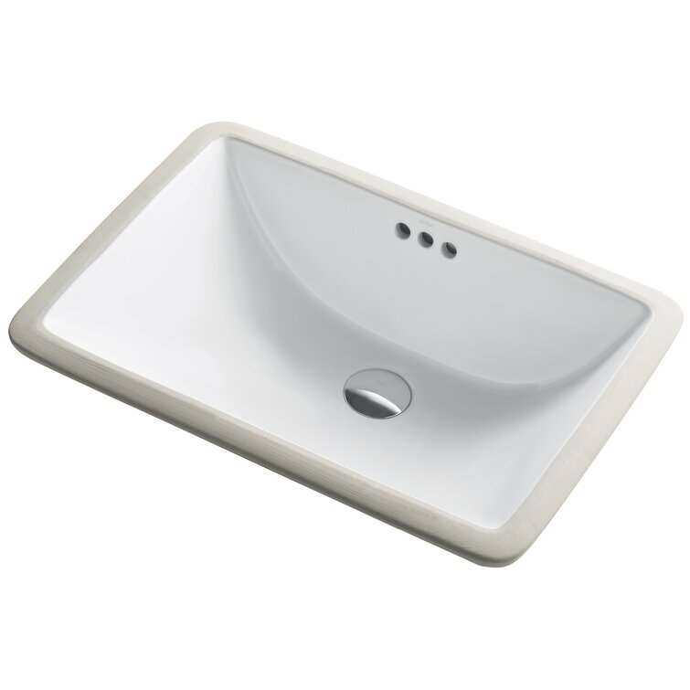 Elavo White Ceramic Rectangular Undermount Bathroom Sink With Overflow 